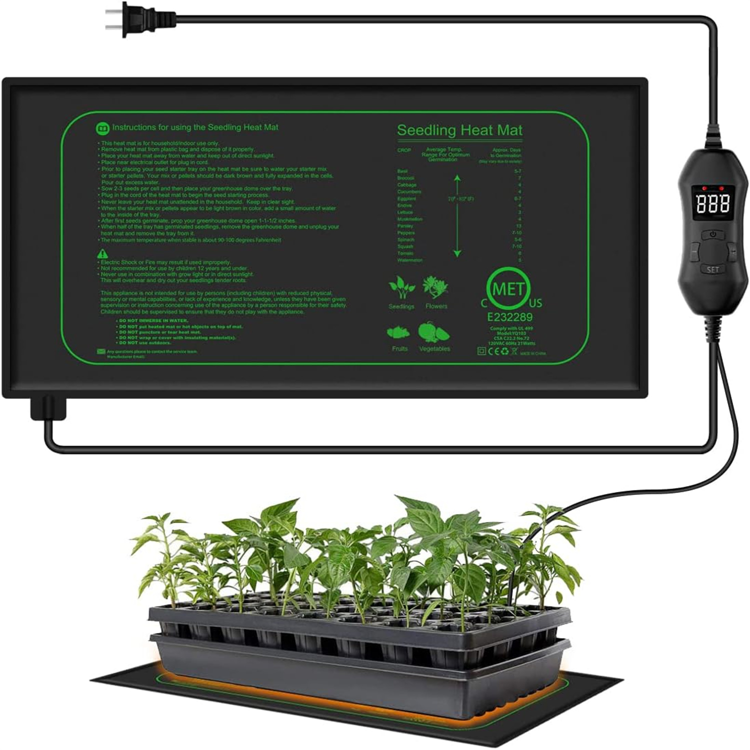 Rooting Gel Clone - Zaailingwarmtemat met digitale thermostaat, binnenplanten, kiemmat,